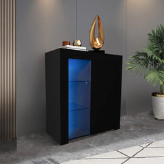 Black Radionas 33'' Tall 1 - Door Accent Cabinet 20 Colors of LED Lights Adjustable Shelves