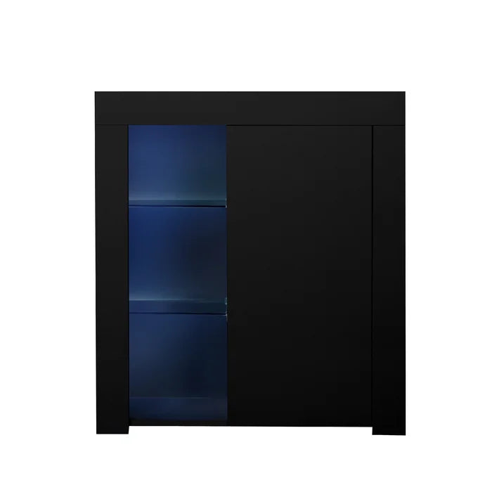 Black Radionas 33'' Tall 1 - Door Accent Cabinet 20 Colors of LED Lights Adjustable Shelves