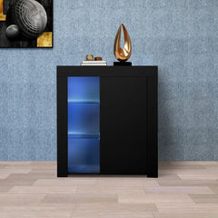 Black Radionas 33'' Tall 1 - Door Accent Cabinet 20 Colors of LED Lights Adjustable Shelves
