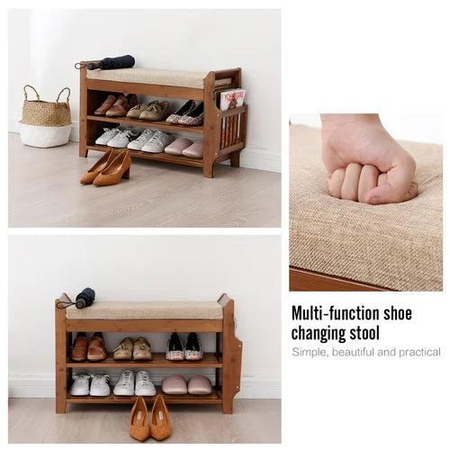 Solid Wood Shoe Storage Bench Multifunctional Bench Comfort And Functionality Combine