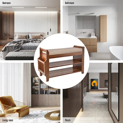 Solid Wood Shoe Storage Bench Multifunctional Bench Comfort And Functionality Combine