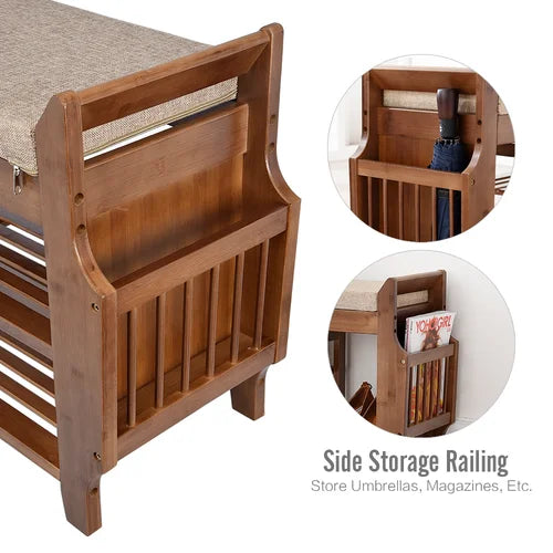 Solid Wood Shoe Storage Bench Multifunctional Bench Comfort And Functionality Combine
