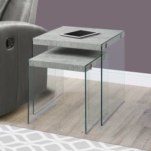 Gray Cement Raghul 19.75'' Tall Sled Nesting Tables Adds Exceptional Style To Any Room