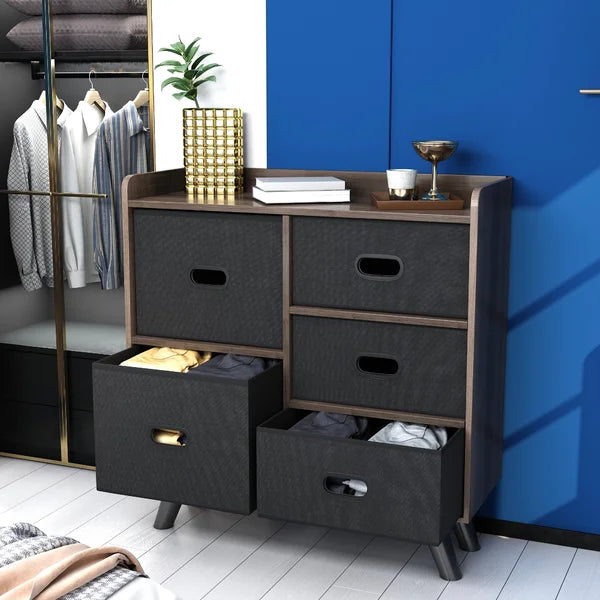 Raghul 5 Drawer 31.4'' W Double Dresser Removable Fabric Drawers