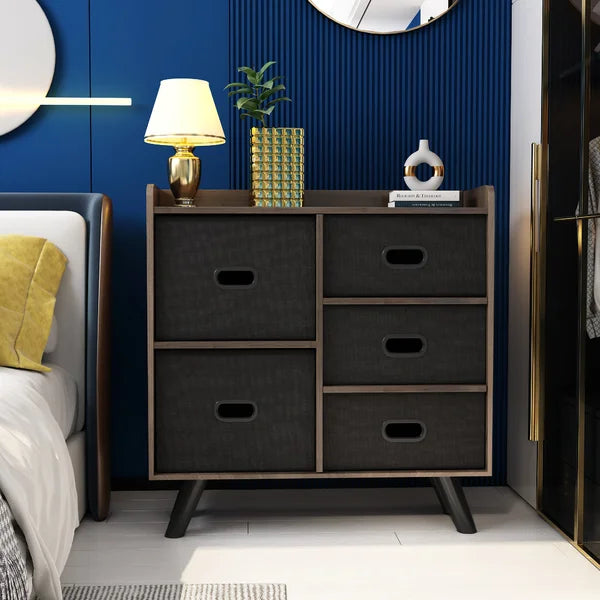 Raghul 5 Drawer 31.4'' W Double Dresser Removable Fabric Drawers