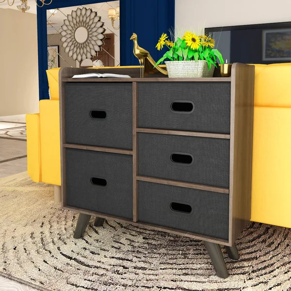 Raghul 5 Drawer 31.4'' W Double Dresser Removable Fabric Drawers