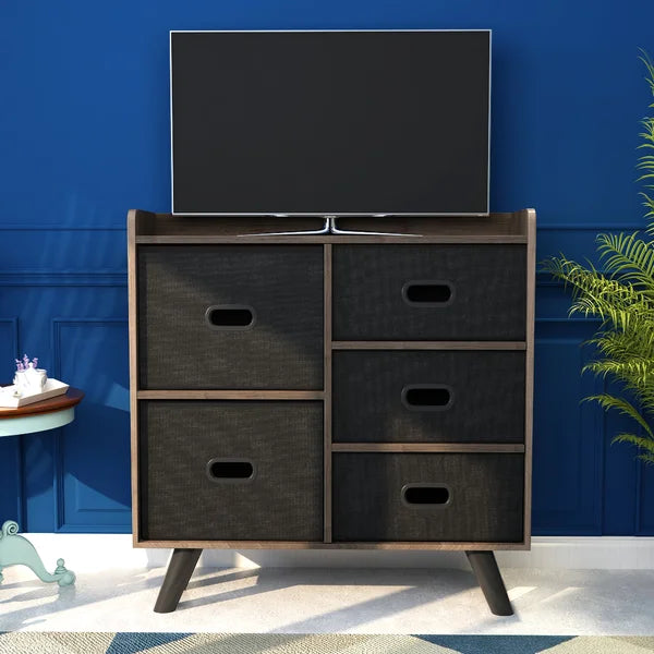 Raghul 5 Drawer 31.4'' W Double Dresser Removable Fabric Drawers