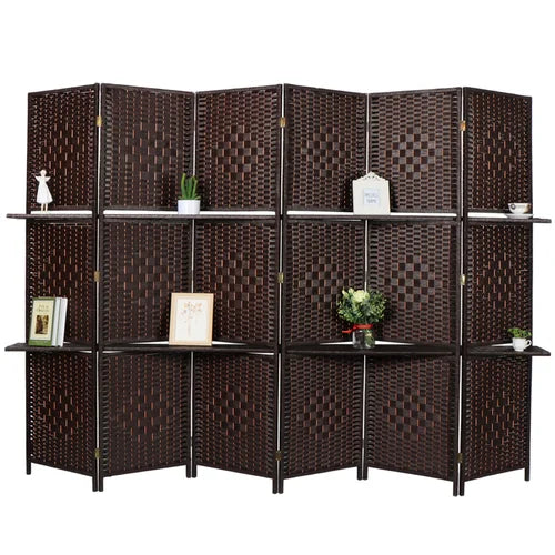 Coffee Rahem 106.3'' W x 71'' H 6 - Panel Bamboo/Rattan Folding Room Divider