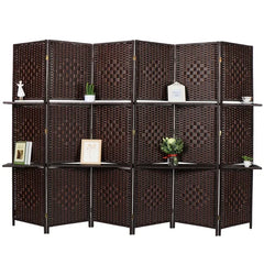 Coffee Rahem 106.3'' W x 71'' H 6 - Panel Bamboo/Rattan Folding Room Divider