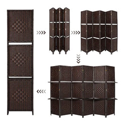 Coffee Rahem 106.3'' W x 71'' H 6 - Panel Bamboo/Rattan Folding Room Divider