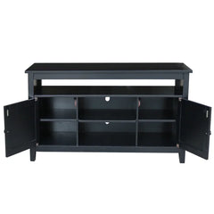 Black Solid Wood TV Stand for TVs up to 65" with Sound Bar Shelf and Cable Management