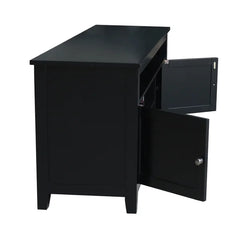 Black Solid Wood TV Stand for TVs up to 65" with Sound Bar Shelf and Cable Management