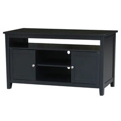 Black Solid Wood TV Stand for TVs up to 65" with Sound Bar Shelf and Cable Management