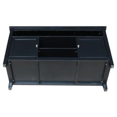 Black Solid Wood TV Stand for TVs up to 65" with Sound Bar Shelf and Cable Management
