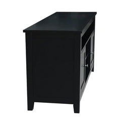 Black Solid Wood TV Stand for TVs up to 65" with Sound Bar Shelf and Cable Management