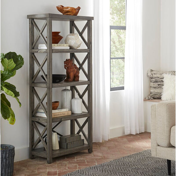1 Gray Ramona 62.625'' H x 28'' W Solid Wood Etagere Bookcase