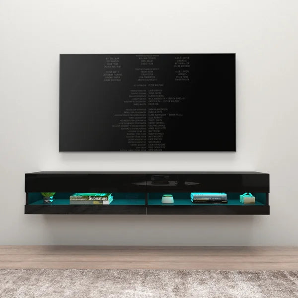 Black/Black Ramsdell Floating TV Stand for TVs up to 78" Built-in Lighting