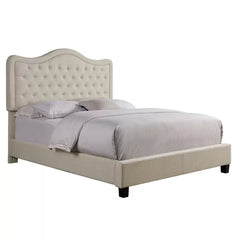 Beige Rauscher Tufted Upholstered Low Profile Standard Bed