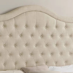 Beige Rauscher Tufted Upholstered Low Profile Standard Bed