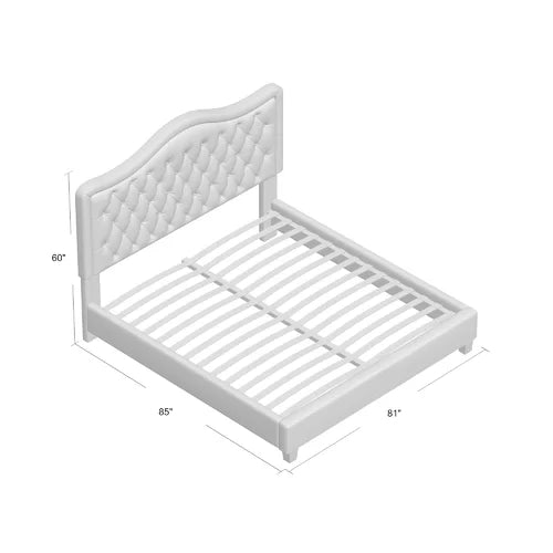 Beige Rauscher Tufted Upholstered Low Profile Standard Bed div