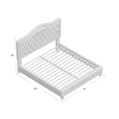 Beige Rauscher Tufted Upholstered Low Profile Standard Bed