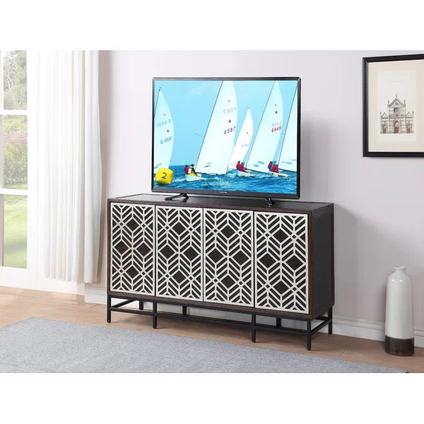 Espresso Brown and Black Raybon TV Stand for TVs up to 65" with Cable Management