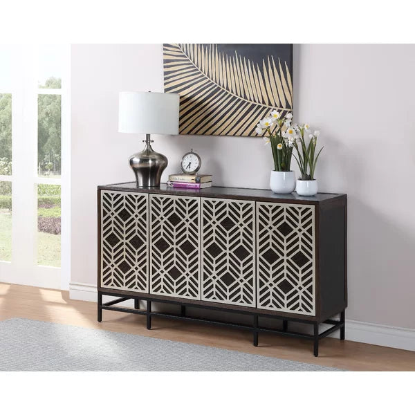 Espresso Brown and Black Raybon TV Stand for TVs up to 65" with Cable Management