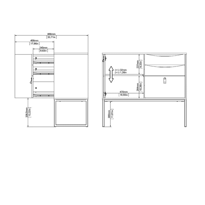 Raymund 38.86'' Wide 3 Drawer Buffet Table Adjustable Shelves