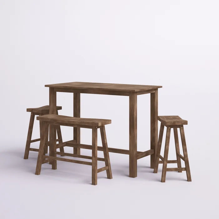 Driftwood Wire-Brush Raymundo 4 - Person Counter Height Solid Wood Dining Set