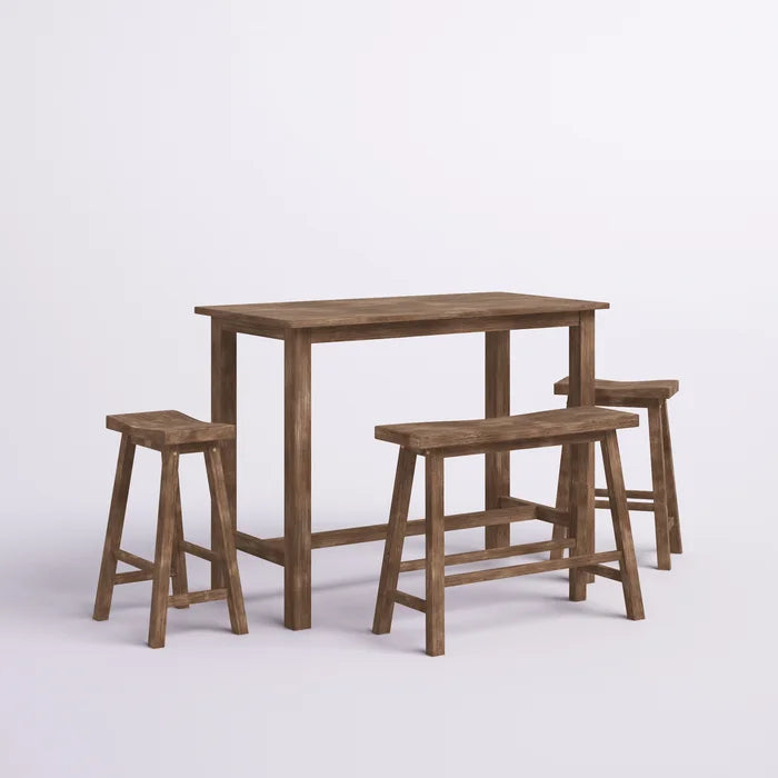 Driftwood Wire-Brush Raymundo 4 - Person Counter Height Solid Wood Dining Set