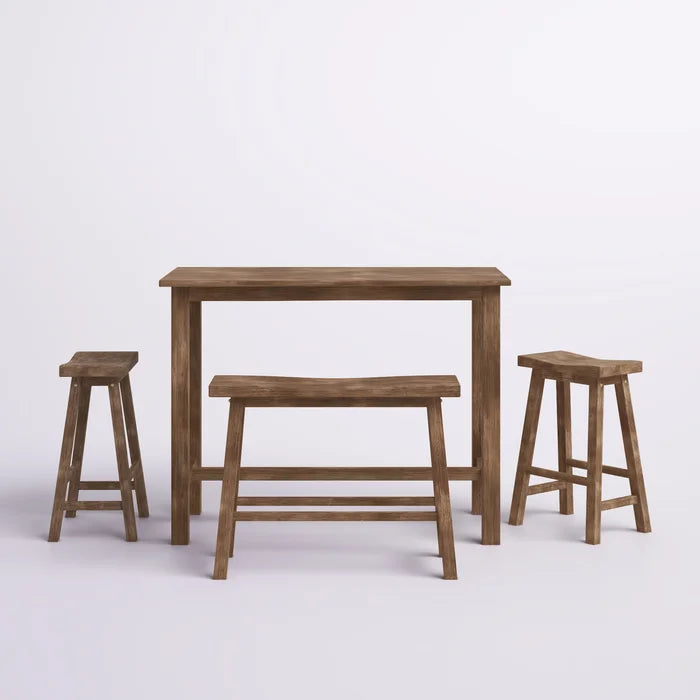 Driftwood Wire-Brush Raymundo 4 - Person Counter Height Solid Wood Dining Set