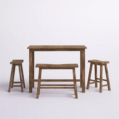 Driftwood Wire-Brush Raymundo 4 - Person Counter Height Solid Wood Dining Set