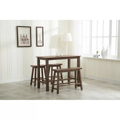 Driftwood Wire-Brush Raymundo 4 - Person Counter Height Solid Wood Dining Set