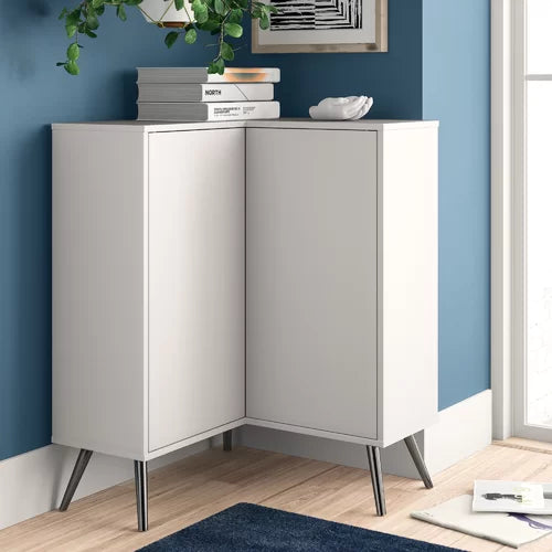 White Raynham 35.9'' Tall 2 - Door Corner Accent Cabinet Scratch-Resistant Melamine Veneers
