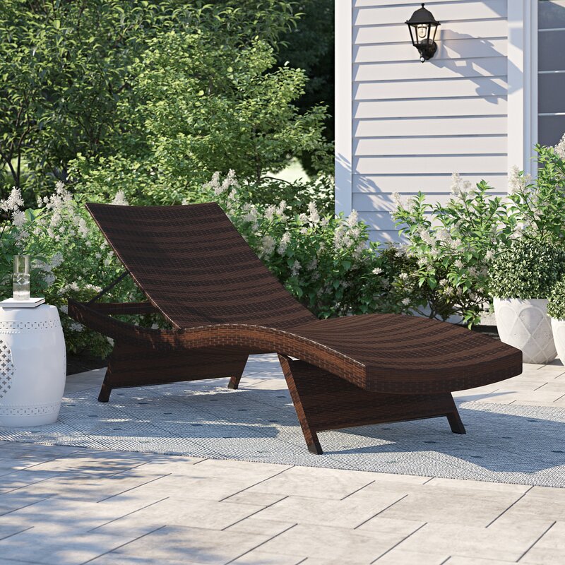 Brown 79.25'' Long Reclining Single Chaise Relaxation and Comfort with An Accessory that Allows you to Stretch Out Under the Sun