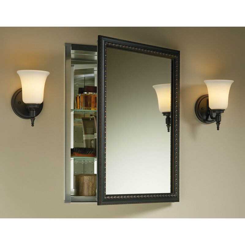 Recessed or Surface Mount Framed 1 Door Medicine Cabinet with 2 Adjustable Shelves Rust- And Rot-Resistant