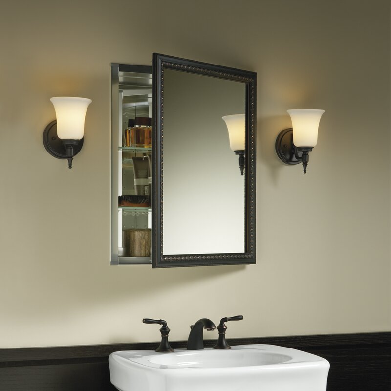 Recessed or Surface Mount Framed 1 Door Medicine Cabinet with 2 Adjustable Shelves Rust- And Rot-Resistant