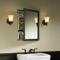 Recessed or Surface Mount Framed 1 Door Medicine Cabinet with 2 Adjustable Shelves Rust- And Rot-Resistant