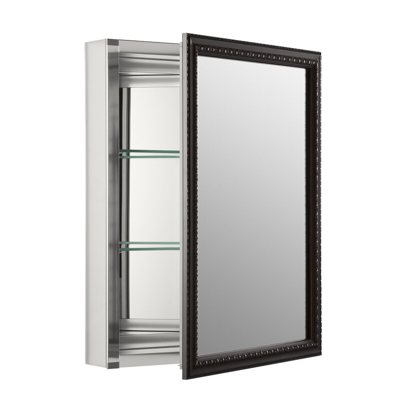 Recessed or Surface Mount Framed 1 Door Medicine Cabinet with 2 Adjustable Shelves Rust- And Rot-Resistant