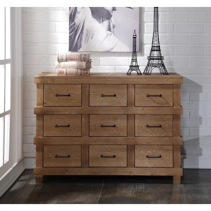 Dark Walnut Marina 6 Drawer 63 W Double Dresser Contemporary Feel