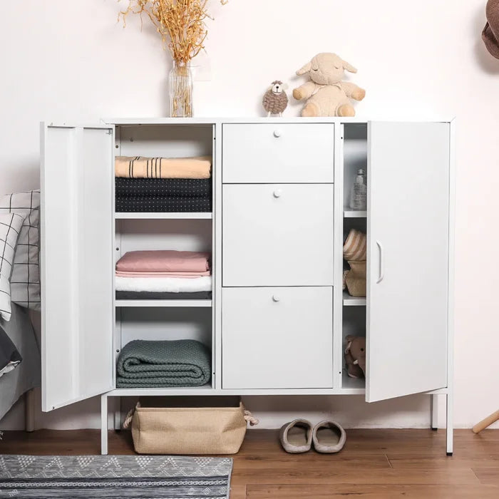 White Remke 43.6'' Tall Iron 2 - Door Accent Cabinet Provides Plenty Storage of Space
