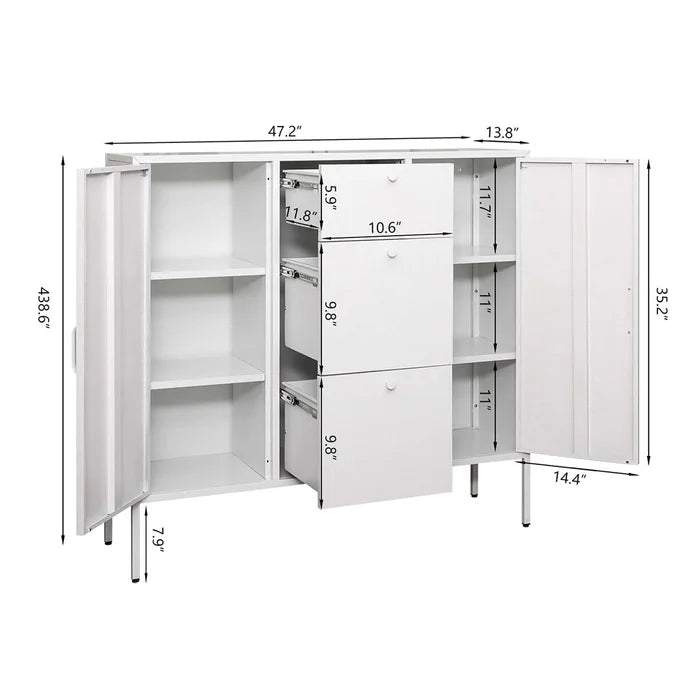 White Remke 43.6'' Tall Iron 2 - Door Accent Cabinet Provides Plenty Storage of Space