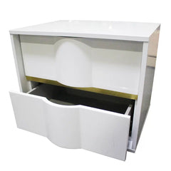 Renay 19'' Tall 2 - Drawer Nightstand in White/Gold Modern and Contemporary Style