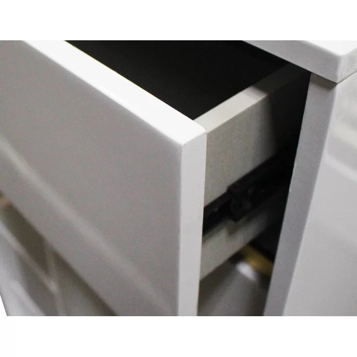 Renay 19'' Tall 2 - Drawer Nightstand in White/Gold Modern and Contemporary Style