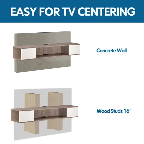 Gray Oak Renica Floating TV Stand for TVs up to 55" Durable and Stable with Cable Management