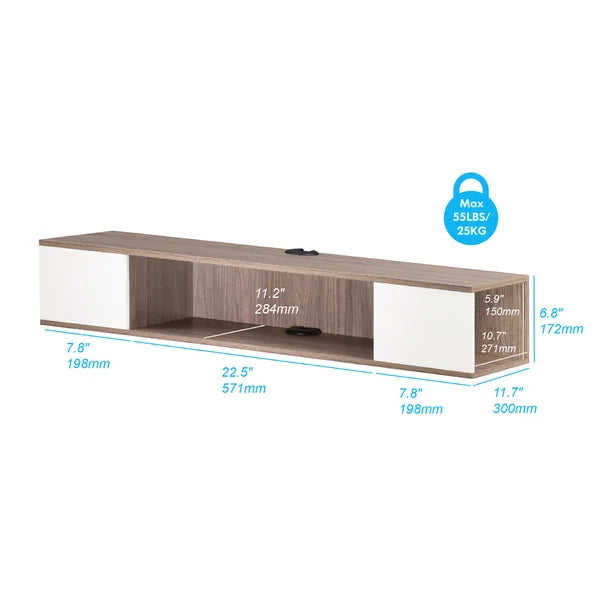 Gray Oak Renica Floating TV Stand for TVs up to 55" Durable and Stable with Cable Management