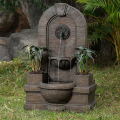 Resin Oasis Planters Fountain Brings a Stylish Water Feature and Foliage to your Outdoor