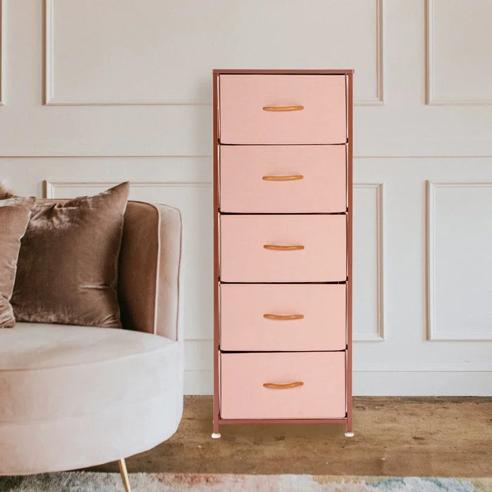 Pink Retta 5 Drawer 12'' W Chest 5 Removable Drawers Durable, and Rust-Proof