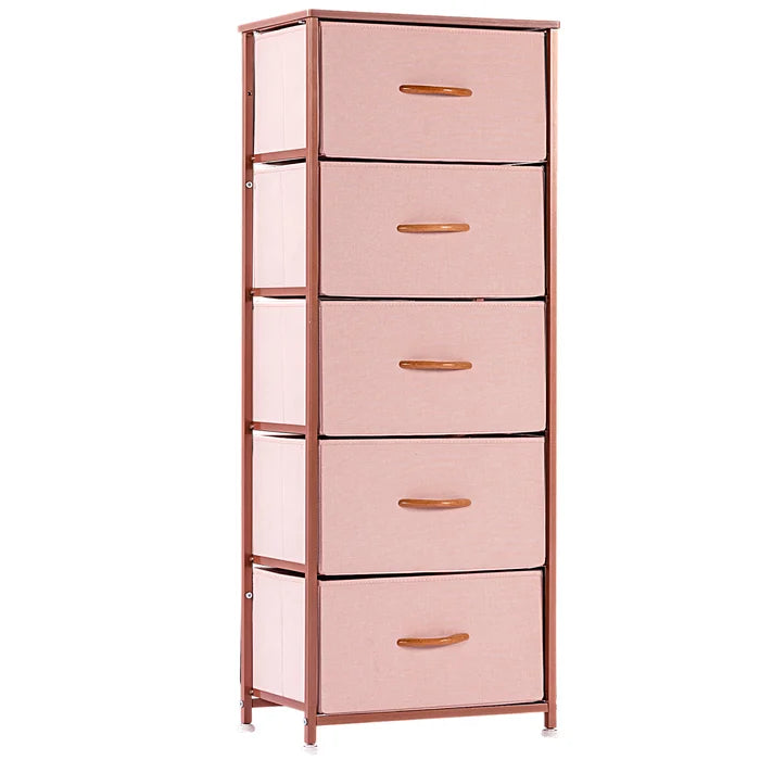 Pink Retta 5 Drawer 12'' W Chest 5 Removable Drawers Durable, and Rust-Proof