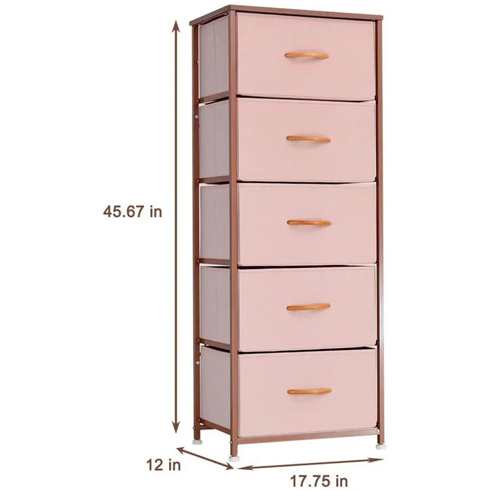 Pink Retta 5 Drawer 12'' W Chest 5 Removable Drawers Durable, and Rust-Proof